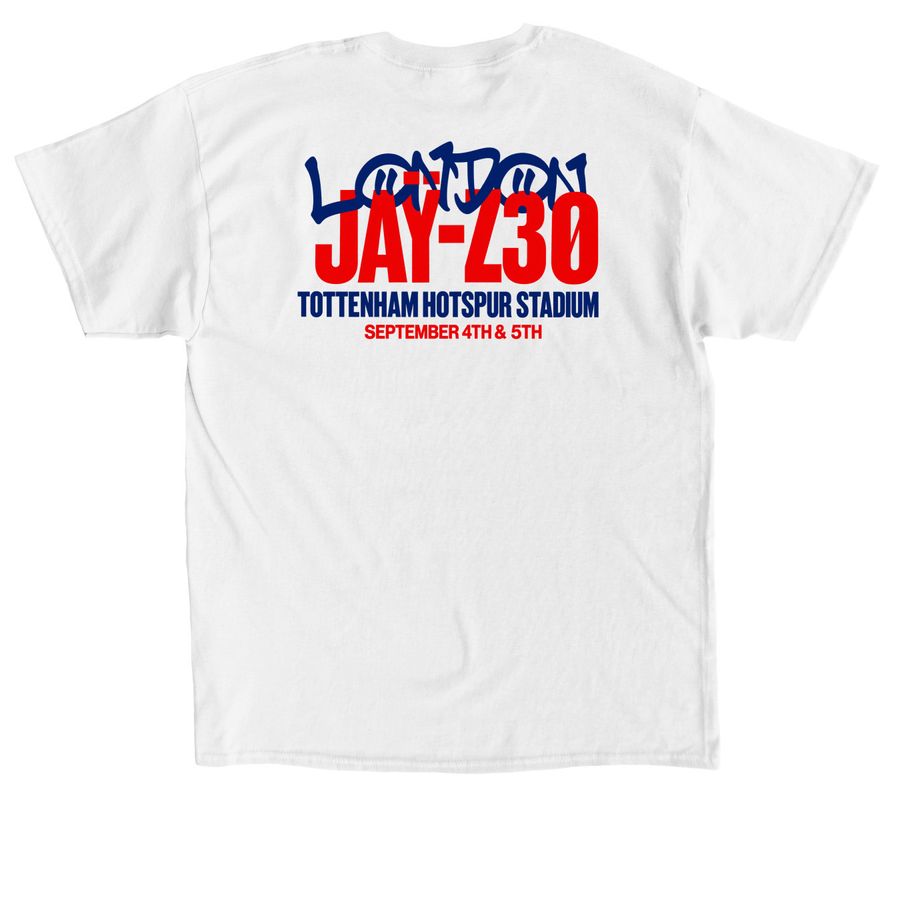 Jay Z London 2026 Merch Tee At Tottenham, a White Classic Unisex Tee (back-view)