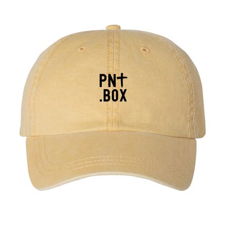PNT.BOX Hats, a Mustard Printed Pigment Dye Baseball Cap