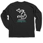 Powered By Connection, a Black Classic Long Sleeve Tee (back-view)
