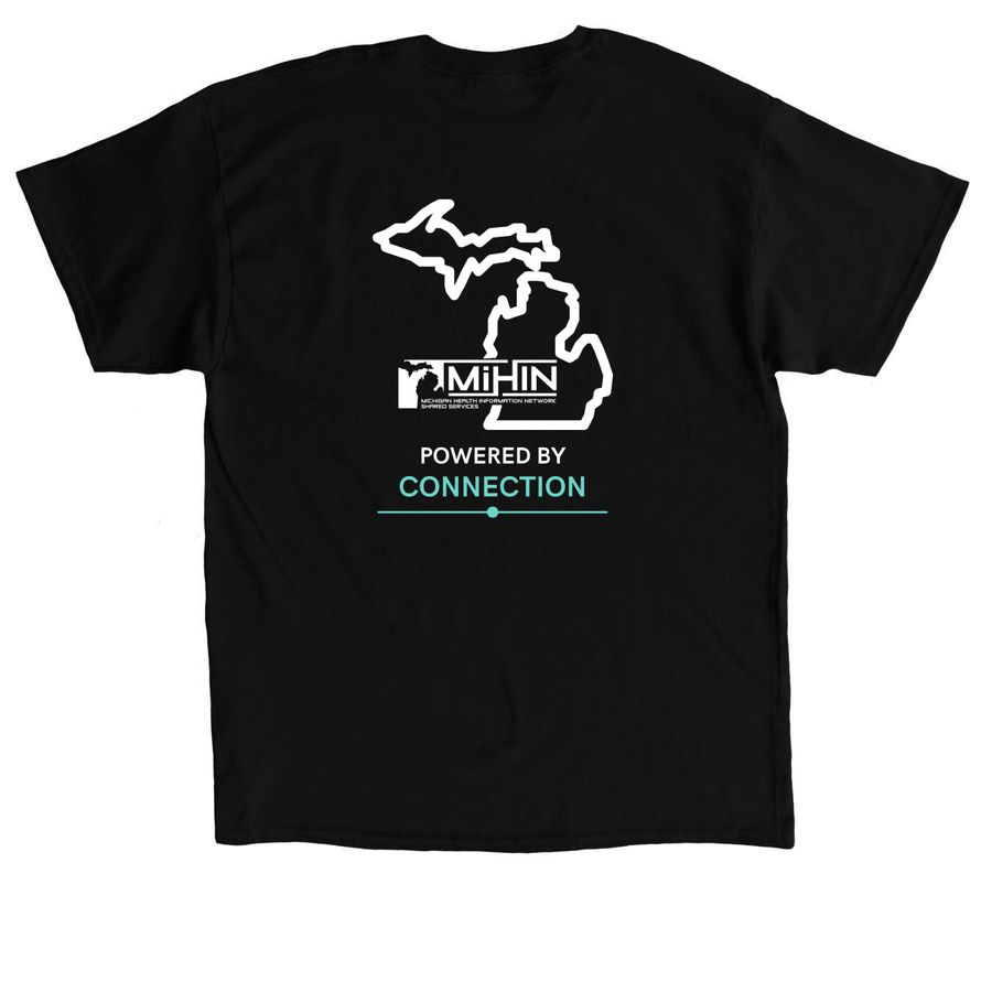 Powered By Connection, a Black Classic Unisex Tee (back-view)
