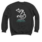 Powered By Connection, a Black Crewneck Sweatshirt (back-view)