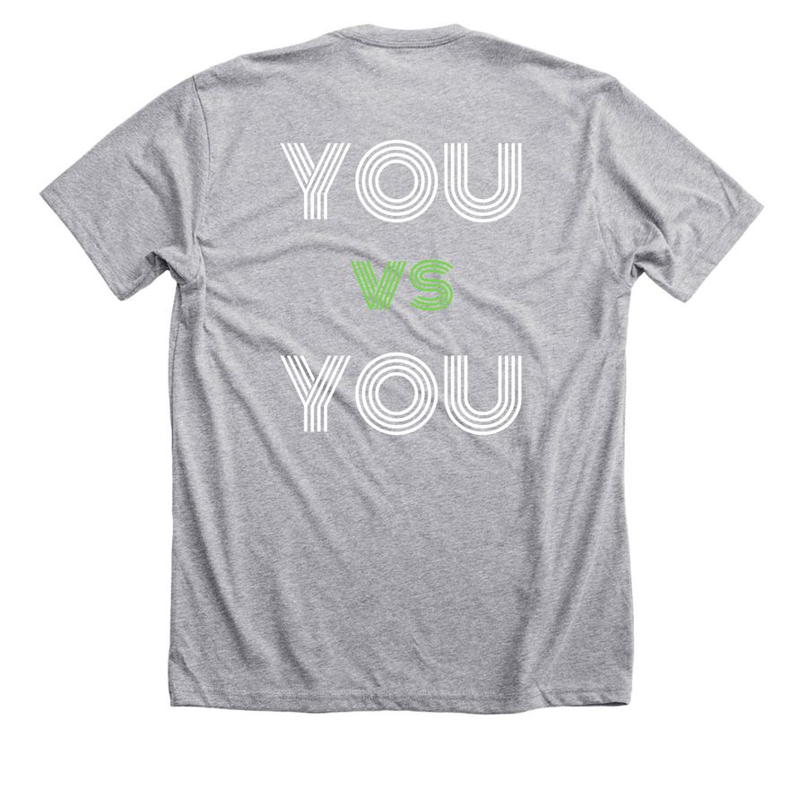 You vs You, a Athletic Heather Premium Unisex Tee (back-view)
