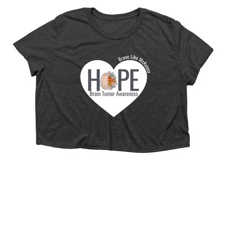 Go Gray in May with Brave Like McKenna, a Dark Grey Heather Women?s Flowy Cropped Tee