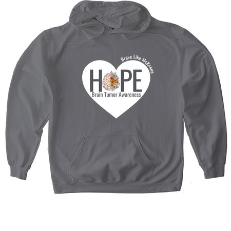 Go Gray in May with Brave Like McKenna, a Charcoal Gildan Softstyle Pullover Hoodie
