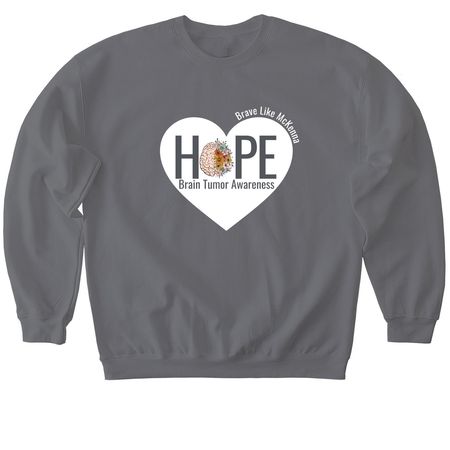 Go Gray in May with Brave Like McKenna, a Charcoal Softstyle Crewneck Sweatshirt