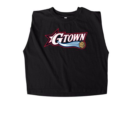 GTown Swoosh Shirt, a True Black Women's Heavyweight Garment Dye Muscle Tee