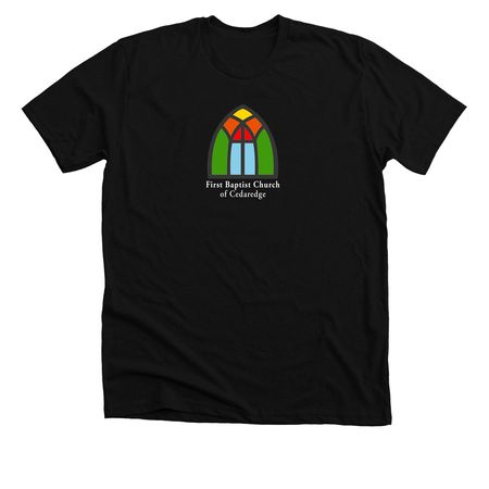 Church Logo with Text, a Solid Black Blend Premium Unisex Tee