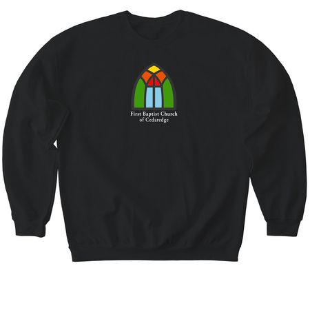 Church Logo with Text, a Black Softstyle Crewneck Sweatshirt