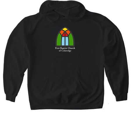 Church Logo with Text, a Black Gildan Softstyle Pullover Hoodie