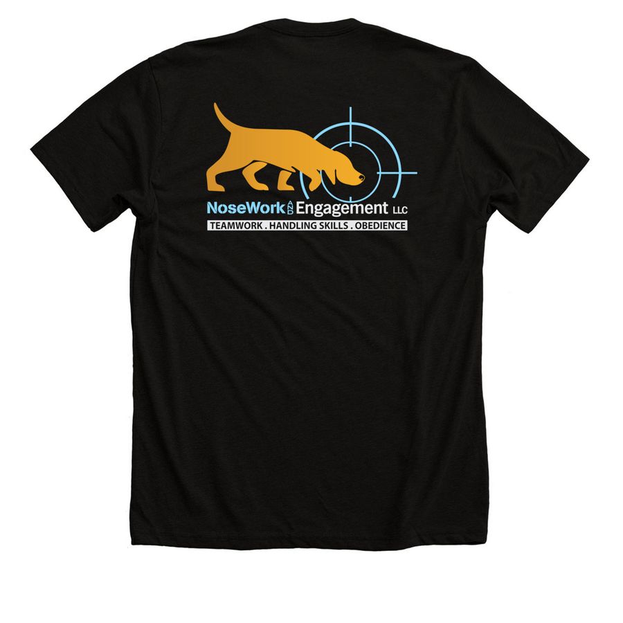 Nosework and Engagement - Premium Apparel, a Solid Black Blend Premium Unisex Tee (back-view)