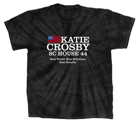 Team Katie Merch, a Black Classic Tie Dye Tee
