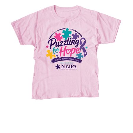 Puzzling For Hope Basics, a Light Pink Youth Unisex Tee