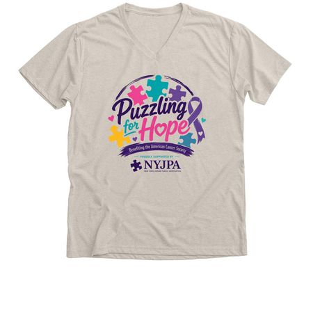 Puzzling For Hope Basics, a Heather Dust Premium V-Neck Tee