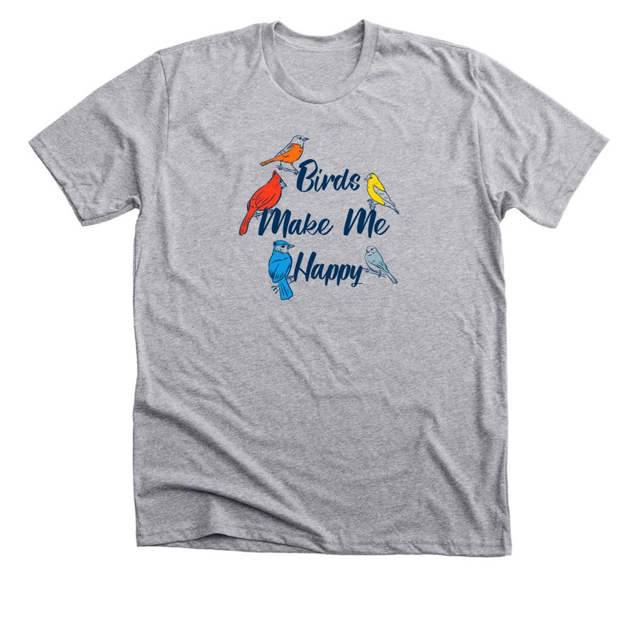 Birds Make Me Happy Refresh 2, a Athletic Heather Premium Unisex Tee
