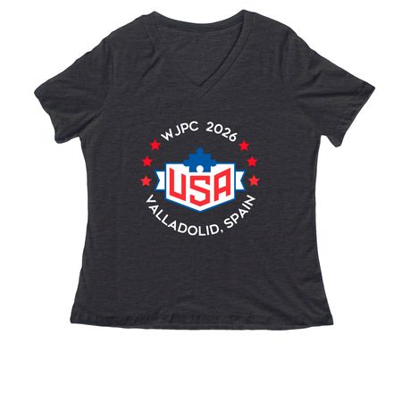 World Jigsaw Puzzle Championship 2026, a Dark Grey Heather Women's Relaxed V-Neck Tee
