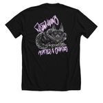 Cat and snake, a Solid Black Blend Premium Unisex Tee (back-view)