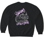 Cat and snake, a Black Softstyle Crewneck Sweatshirt (back-view)