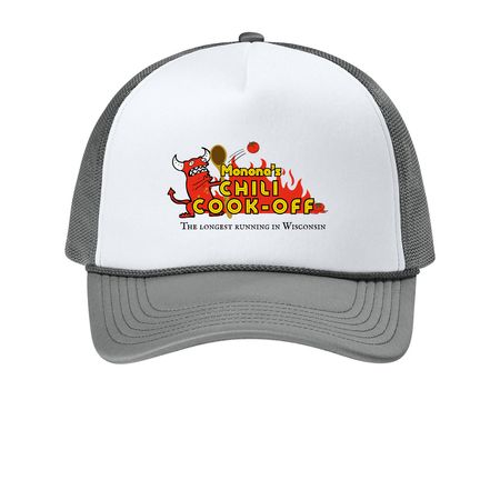 Monona's Chili Cook-Off Trucker Hats, a White/ Deep Smoke Printed Foam Trucker Hat