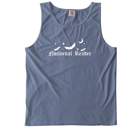 Nocturnal Reader, a Blue Jean Comfort Colors Tank Top