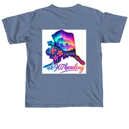 On back logo, a Blue Jean Comfort Colors Unisex Tee
