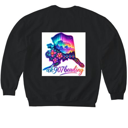 On back logo, a Black Softstyle Crewneck Sweatshirt