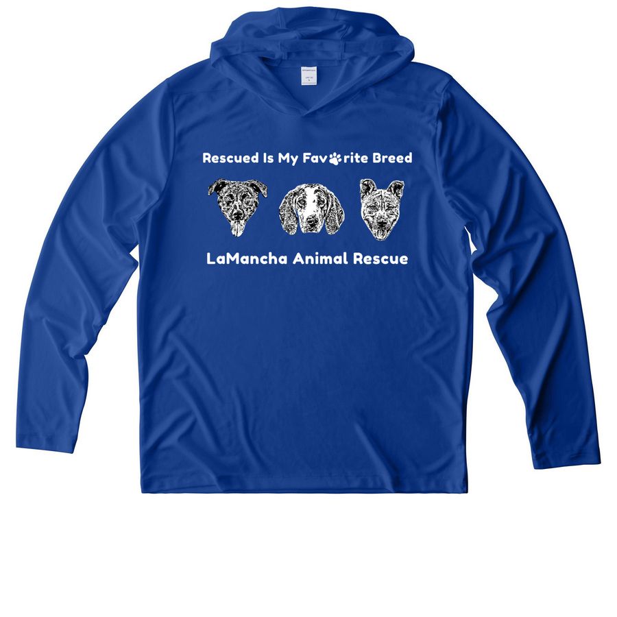 RescuedIsMyFavoriteBreed Performance Products, a True Royal UV Performance Long Sleeve Hoodie