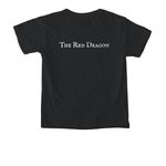The Red Dragon, a Black Comfort Colors Youth Tee (back-view)