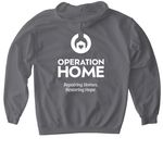 "Repairing Homes" Hoodie, a Charcoal Gildan Softstyle Pullover Hoodie (back-view)