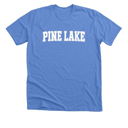 Pine Lake Classic Block in White, a Heather Columbia Blue Premium Unisex Tee