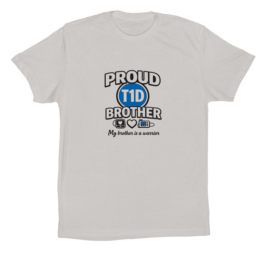 Proud T1D brother to brother, a Solid Athletic Grey Premium Cotton Tee