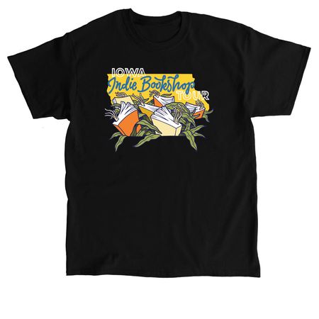 Iowa Indie Bookshop Tour Logo, a Black Classic Unisex Tee