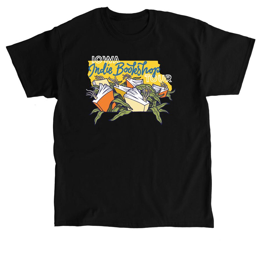 Iowa Indie Bookshop Tour Logo, a Black Classic Unisex Tee