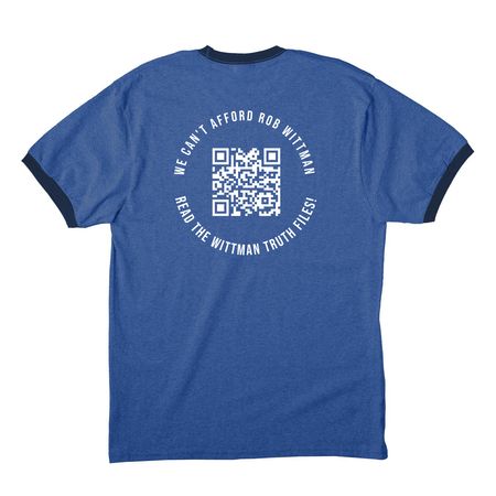 WTF, Rob? shirts, a Heather Royal/ Navy Cotton Ringer Tee (back-view)