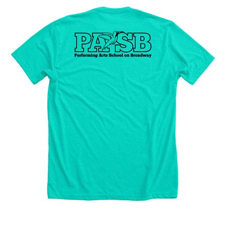 PASB on Broadway I Heart, a Heather Sea Green Premium Unisex Tee (back-view)