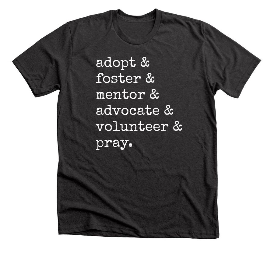 Advocate & Pray, a Dark Grey Heather Premium Unisex Tee
