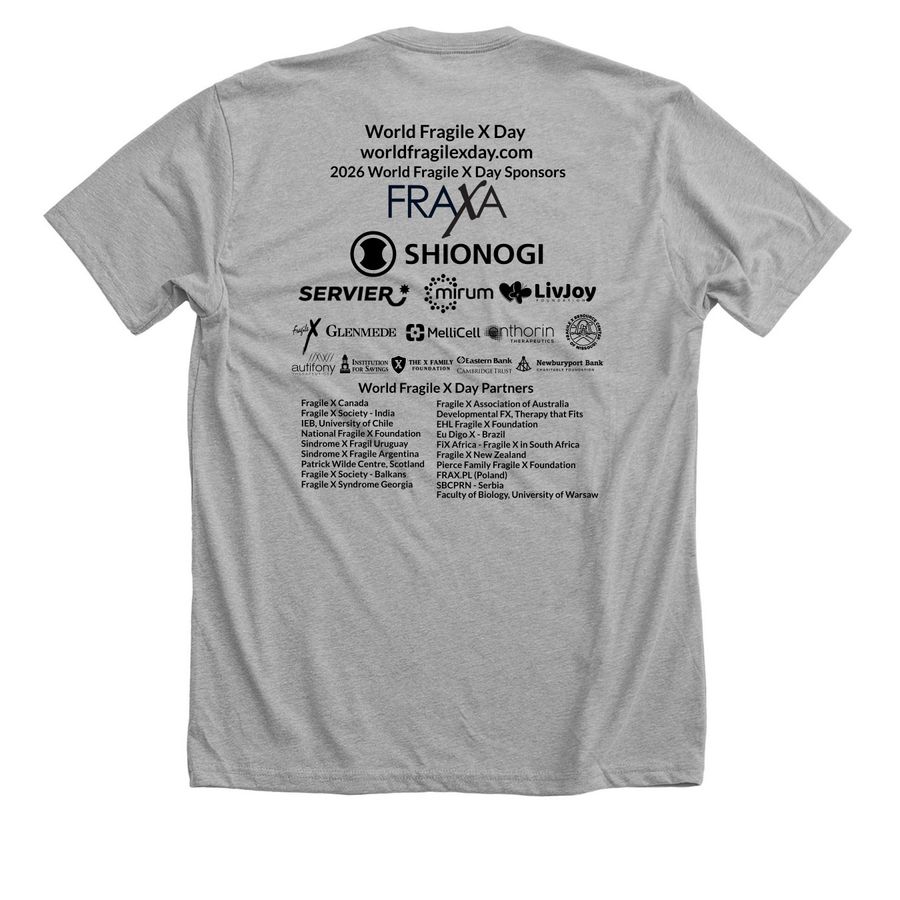 &nbsp;2026 World Fragile X Day Color_, a Athletic Heather Premium Unisex Tee (back-view)