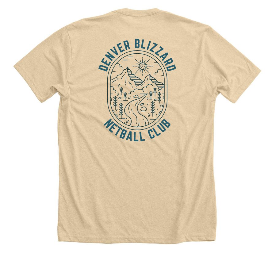 Denver Blizzard Mountain Design - Back&nbsp;, a Heather Soft Cream Premium Unisex Tee (back-view)
