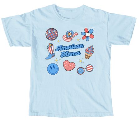 Groovy American Mama Shirt, a Chambray Comfort Colors Unisex Tee