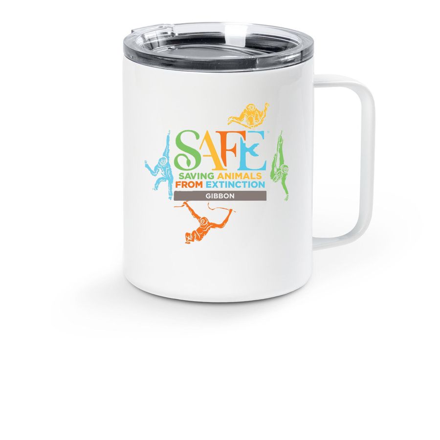 SAFE Gibbon - Travel Mug, a White Stainless Steel Travel Mug