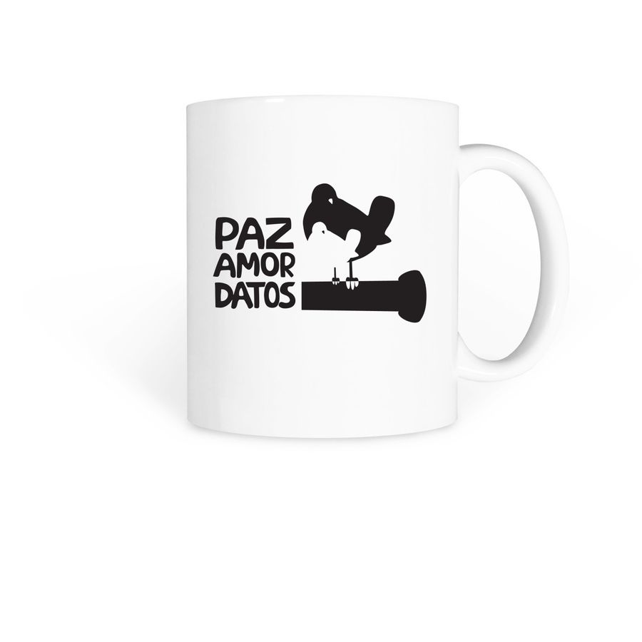 Paz/Amor/Datos Mug, a White Coffee Mug