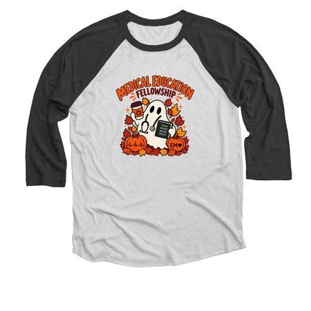 MED ED Halloween shirt&nbsp;, a Black and Heather White 3/4 Sleeve Baseball Tee