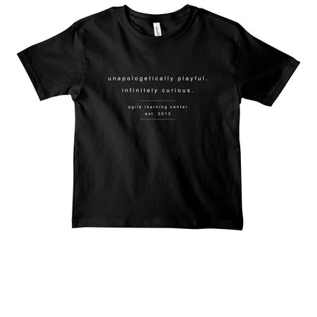 Unapologetically playful. Infinitely curious., a Vintage Black Youth Heavyweight Tee