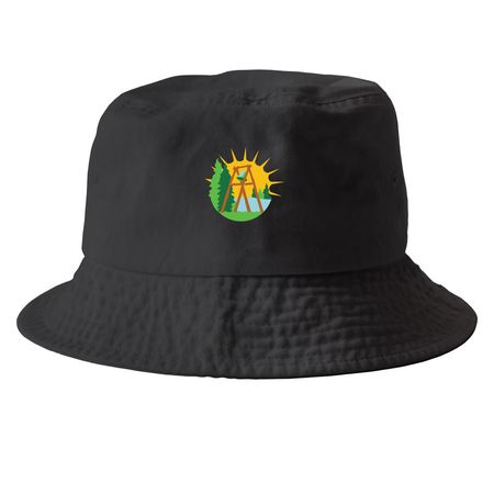 PAL Camp Hats - Color Logo, a Black Printed Bucket Hat