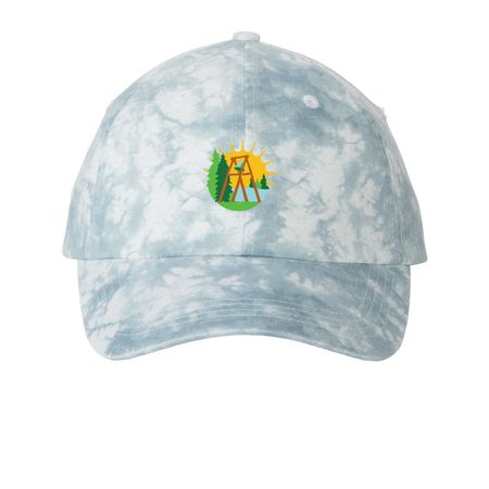 PAL Camp Hats - Color Logo, a Light Blue Printed Tie Dye Baseball Hat