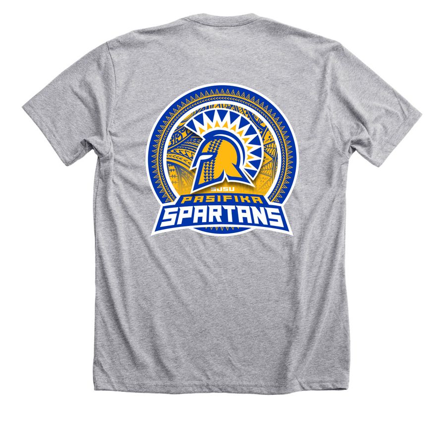Pasifika Spartans: Spring 2024, a Athletic Heather Premium Unisex Tee (back-view)