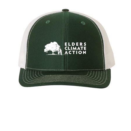 ECA Logo Hat, a Dark Green/ White Printed Snapback Trucker Cap