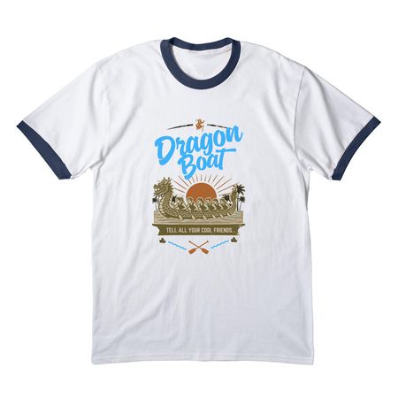 DB.. Tell all your cool friends.., a White/ Navy Cotton Ringer Tee