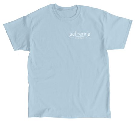 What a friend we have in Jesus (small logo), a Light Blue Classic Unisex Tee