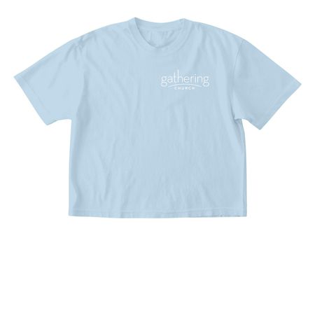 What a friend we have in Jesus (small logo), a Chambray Comfort Colors Boxy Tee