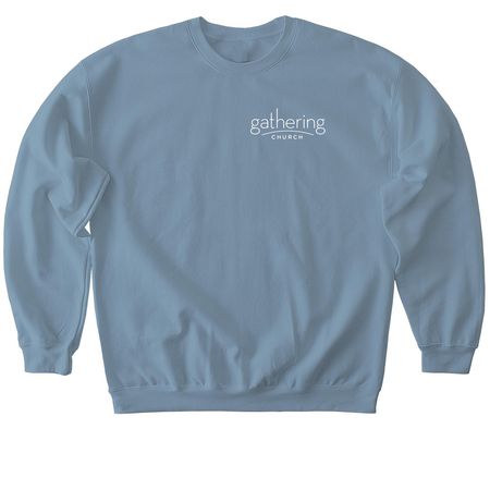 What a friend we have in Jesus (small logo), a Stone Blue Softstyle Crewneck Sweatshirt